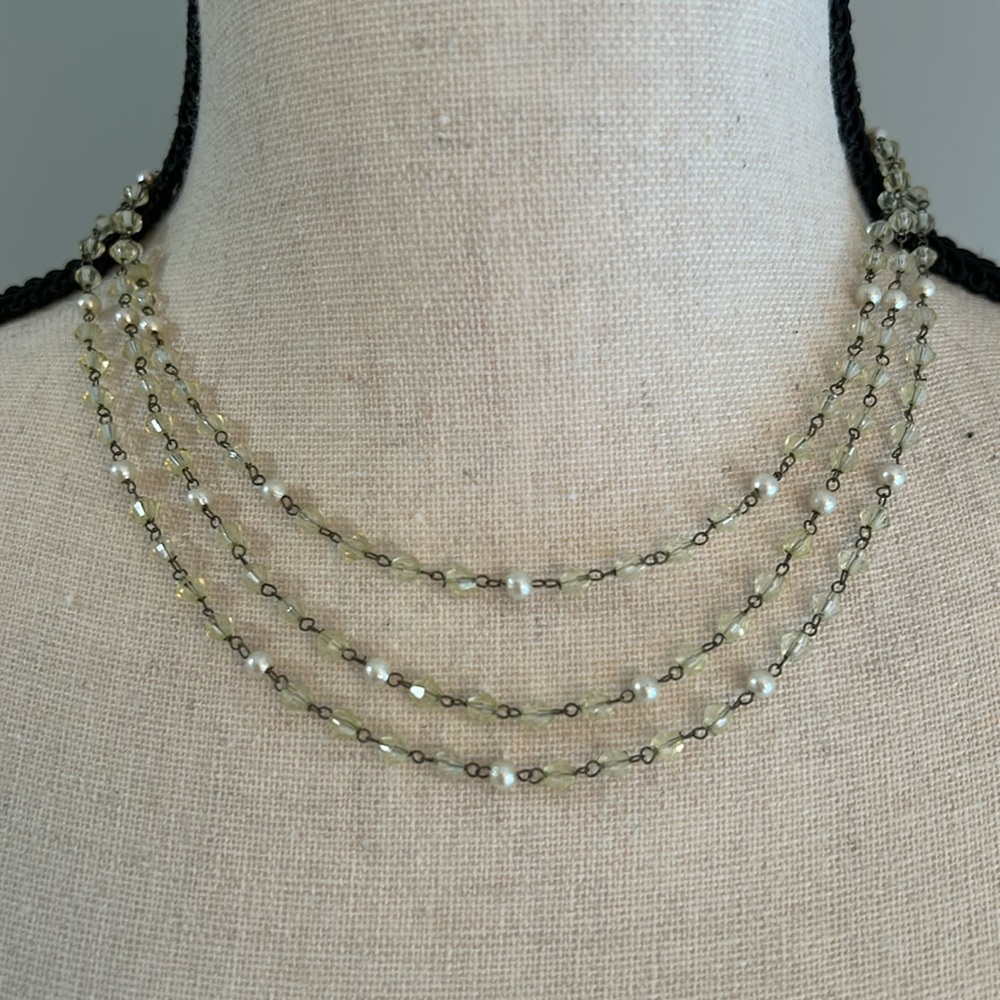 Faceted Beaded & Pearl Choker Necklace